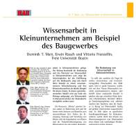 Knowledge Work in Small Enter-prises of the Building Sector